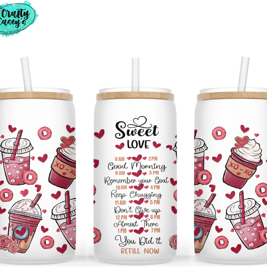 Sweet Love Coffee Valentine Beer Glass Can