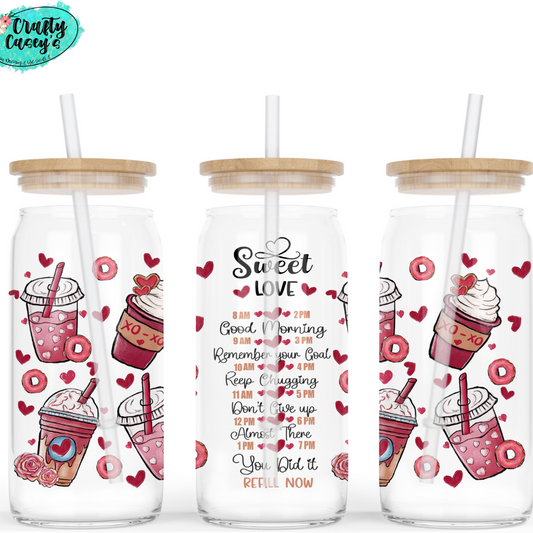 Sweet Love Coffee Valentine Beer Glass Can