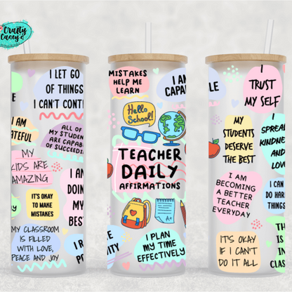 Teacher Daily Inspirational Beer Glass Can Crafty Casey's