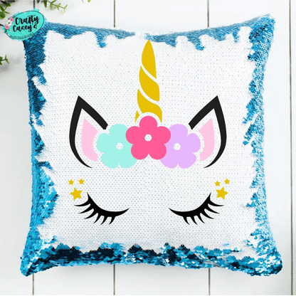 Crafty Casey's Christmas Sequin Pillows Unicorn Sequin Throw Pillow Personalize It With Your Child's Name - Throw Pillow Cover