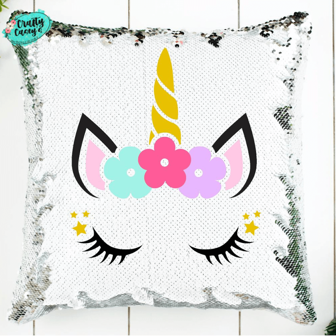 Crafty Casey's Christmas Sequin Pillows 18x18 in / Silver / UNICORN Unicorn Sequin Throw Pillow Personalize It With Your Child's Name - Throw Pillow Cover