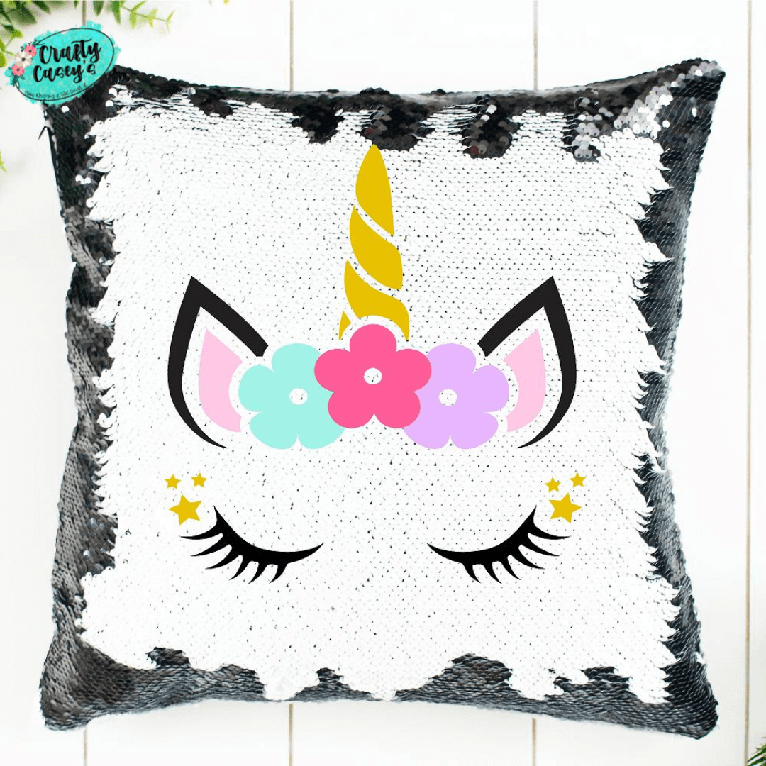Unicorn Sequin Throw Pillow Personalize It With Your Child's Name - Throw Pillow Cover Crafty Casey's