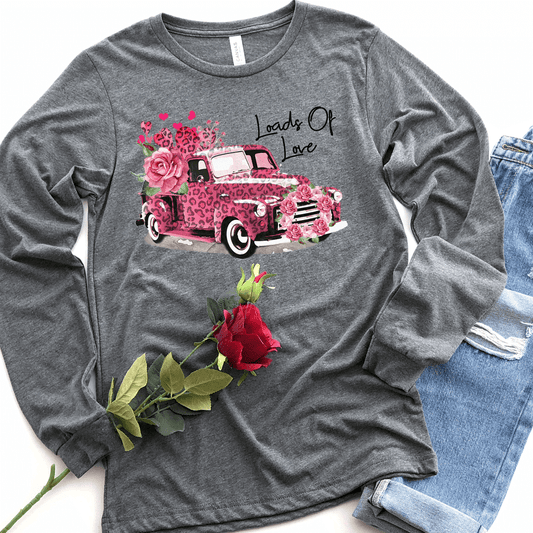 Valentine Loads Of Love Pink Truck Long Sleeve