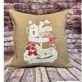 Valentine's Tea Party - Burlap Pillow Cover