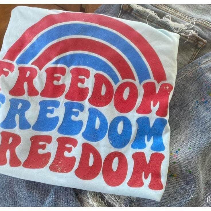 Vintage American-Freedom Freedom Freedom Rainbow- T-shirt