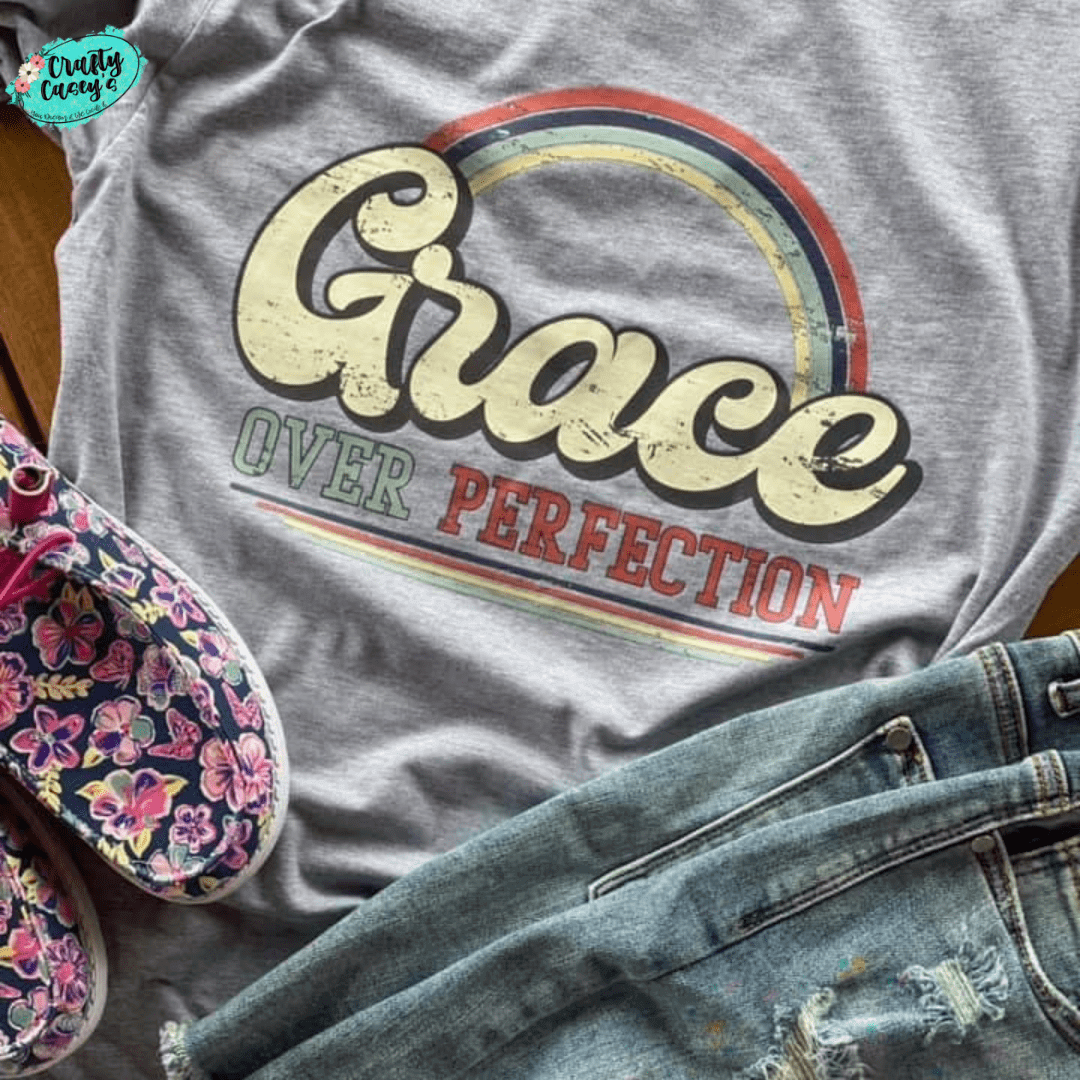 Vintage Grace Over Perfection Spiritual Unisex Bella Canvas T-shirts Crafty Casey's